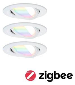 Paulmann Faretto LED da incasso Nova Coin Smart bianco RGBW, set 3, 8,4 cm Smart, dimmerabile, Bianco / Opale, Soggiorno / Sala da pranzo, Alluminio, Moderno