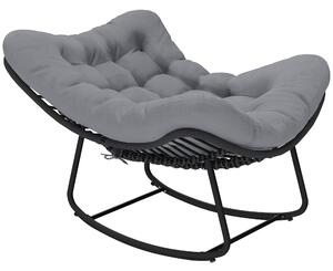 Outsunny Sedia a Dondolo in Rattan con Cuscino Morbido per Giardino, Balcone, Grigio Scuro | Aosom Italy