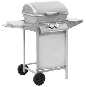 Barbecue a gas con griglia e 2 zone di cottura, in acciaio inossidabile, colore argento