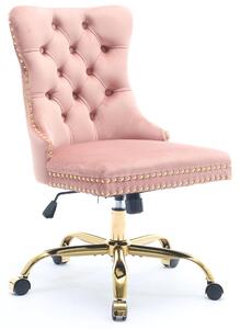 Sedia da ufficio vintage in tessuto, con schienale a "wingback" e bottoni decorativi