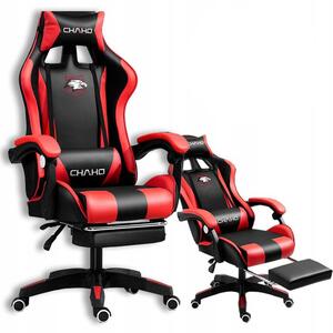 Comoda sedia da gaming con cuscino da massaggio rosso e nero