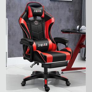 Comoda sedia da gaming con cuscino da massaggio rosso e nero