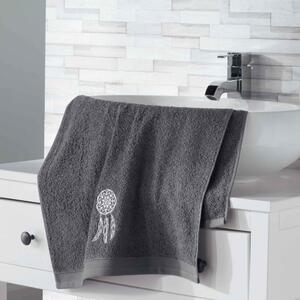Asciugamano trendy in cotone grigio con acchiappasogni 50 x 90 cm