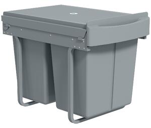 HOMCOM Pattumiera Estraibile Sottolavello per Differenziata con 2 Secchi da 20L, 52x33.5x41 cm, Grigio | Aosom Italy