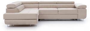 Divano angolare beige allungabile/con contenitore (con penisola a sinistra/a L) Anton – ELTAP
