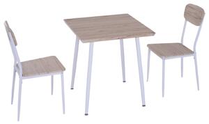 Homcom Set Tavolo con 2 Sedie da Pranzo in Legno e Metallo, Bianco
