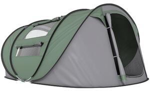 Outsunny Tenda da Campeggio Pop Up 4-5 Posti, 2 Porte e 4 Finestre Telo Impermeabile, 263.5x220x123cm Verde Scuro|Aosom