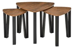 Homcom Set di 3 Tavolini da Caffè Stile Scandinavo con Gambe in Acciaio e Finitura Noce