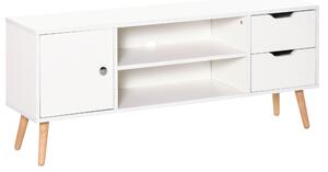 HOMCOM Mobile TV Moderno in Legno Bianco, Mobile Porta TV di Design per TV Max. 50" 120x28x44cm
