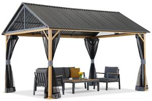 Gazebo da giardino in metallo Teramo con zanzariera 3x4 Garden Point
