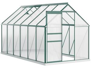 Outsunny Serra da Giardino con Finestra Apribile e Porta Scorrevole, in Policarbonato e Struttura in Alluminio, 190x375x199cm, Verde | Aosom Italy
