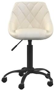 Sedia da ufficio regolabile, in velluto color crema, con funzione girevole