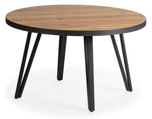 Tavolino da salotto rotondo nero/di colore naturale con piano effetto rovere ø 80 cm Sindi – Marckeric