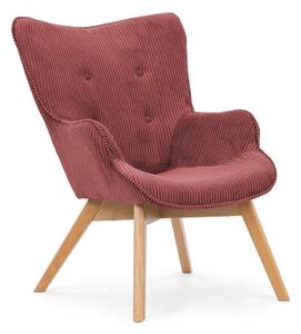 Poltrona rossa con rivestimento in velluto a coste Niko – Ropez