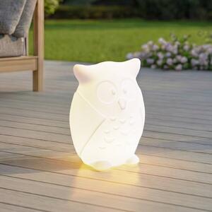 Lindby Lampada a batteria LED Errol, gufo, bianco, RGBW, IP54 Errol Lindby, dimmerabile, Bianco / Opale, Cameretta, Plastica, Moderno