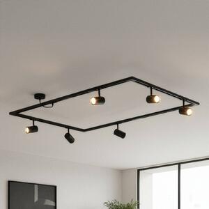 Sistema di binari Lindby Linaro, GU10, a 6 luci, nero, forma O Linaro, Nero, Soggiorno / Sala da pranzo, Alluminio, Moderno