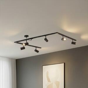 Sistema di binari Lindby Linaro, GU10, a 6 luci, nero, forma C Linaro, Nero, Soggiorno / Sala da pranzo, Alluminio, Moderno