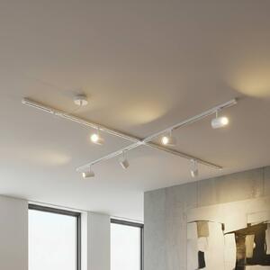 Sistema di binari Lindby Linaro, GU10, a 6 luci, bianco, forma X Linaro, Bianco / Opale, Soggiorno / Sala da pranzo, Alluminio, Moderno