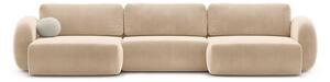 Divano angolare beige allungabile/con contenitore (a U) con rivestimento in velluto Tonale – Cosmopolitan Design