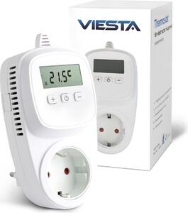 Termostato WiFi TH12 con presa (230 V/3600 W) – Smart, controllabile tramite app, programma settimanale, protezione antigelo e memoria EEPROM