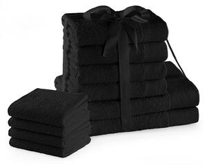 Set di asciugamani per viso e corpo tipo terry neri in cotone 10 pz Amari – Restilo