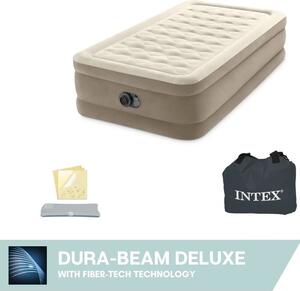 Materasso gonfiabile - Intex Ultra Plush - 1 persona - 99x191x46 cm (LxLxA) - Beige - Con pompa motorizzata incorporata