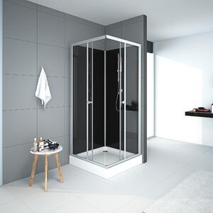 Doccia completa MARWELL doccia completa Black Reef - cabina doccia 80 x 80 x 195 cm - set completo incluso piatto doccia e rubinetto - con ingresso ad angolo