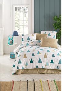 Biancheria da letto bianca/blu per letto matrimoniale 200x200 cm Puantiye – Mijolnir