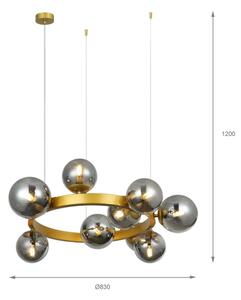 Lampadario a cavo SOLARI 9xE14/15W/230V oro/nero fumé