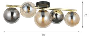 Lampadario a plafone AURIS 5xE14/15W/230V oro/nero fumé/beige