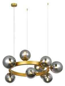 Lampadario a cavo SOLARI 9xE14/15W/230V oro/nero fumé