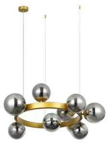 Lampadario a cavo SOLARI 9xE14/15W/230V oro/nero fumé