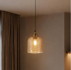 Lampadario a cavo ROCCO 1xE27/15W/230V dorato/beige fumé