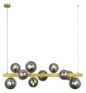 Lampadario a cavo SOLARI 10xE14/15W/230V oro/nero fumé