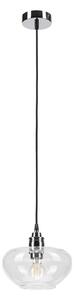 Lampadario a sospensione con cavo FLO, 1x E27, 15W, 230V, cromo lucido/trasparente