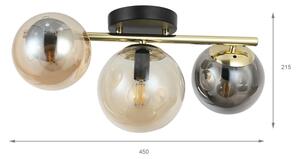 Lampadario a plafone AURIS 3xE14/15W/230V dorato/nero fumé/beige
