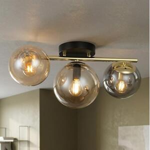 Lampadario a plafone AURIS 3xE14/15W/230V dorato/nero fumé/beige