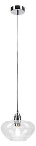 Lampadario a sospensione con cavo FLO, 1x E27, 15W, 230V, cromo lucido/trasparente