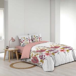 Biancheria da letto in mussola estesa bianca e rosa per letto matrimoniale 240x260 cm Rosine - douceur d'intérieur