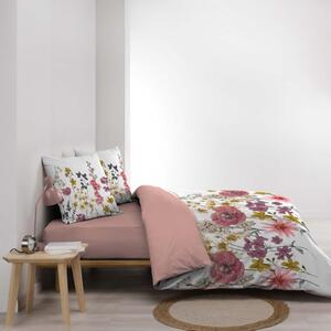 Biancheria da letto in mussola estesa bianca e rosa per letto matrimoniale 240x260 cm Rosine - douceur d'intérieur