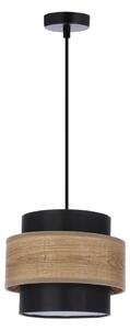 Lampada a sospensione con paralume tessile in nero-naturale ø 20 cm Twin - Candellux Lighting