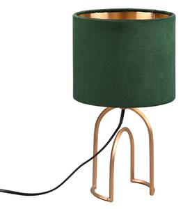 Reality Leuchten Lampada da tavolo Grace, Ø 18 cm, verde scuro/oro