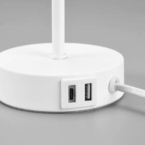 Reality Leuchten Lampada da tavolo Jaro con porta USB bianco/bianco
