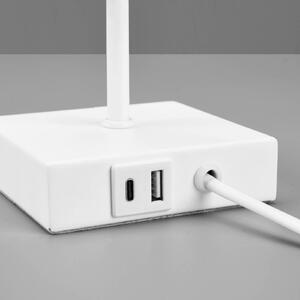 Reality Leuchten Lampada da tavolo Ole con porta USB, bianco/bianco