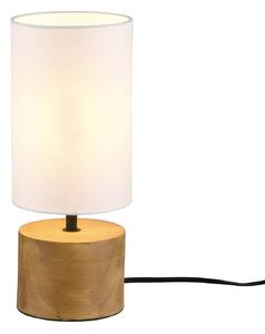 Lampada tavolo Woody legno/stoffa cilindro, bianco