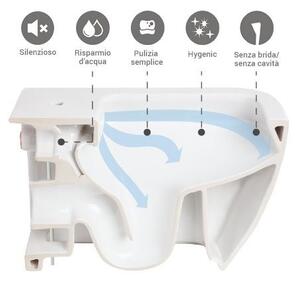 WC Filo Muro In Ceramica Bianco Rimless Morning RAK Ceramics + Copriwater