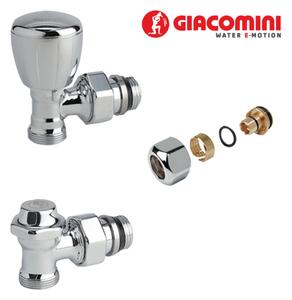 Kit valvola e detentore cromato per termoarredo 1/2" con adattatori