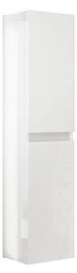 Mobile da bagno sospeso 80 cm con lavabo, colonna, specchio e led bianco lucido