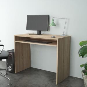 Scrivania porta PC moderna In legno rovere 90x45xH74 cm con ripiano scorrevole