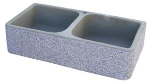 Acquaio Da Esterno 2 Vasche In Pietra Ricostruita Brecciato Grigio 93x47xH23 Cm